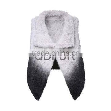 QD80554 Ladies Fashion Knitted Rabbit Fur Color Vest