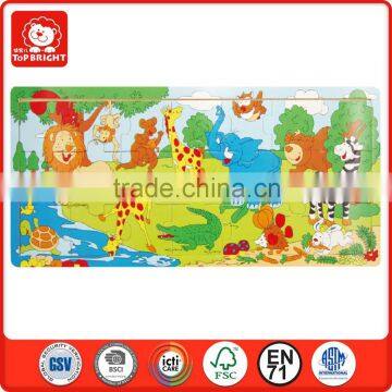 2014 popular child toy silk screen printing 21 pcs wild animal tree river design jigsaw puzzle machine
