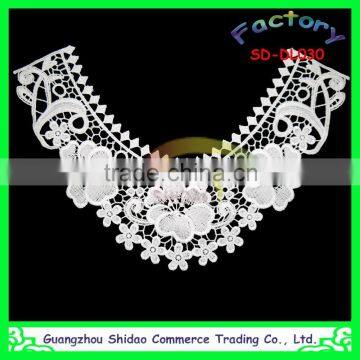 Export new design white embroidery flower lace crochet polyester lace collar