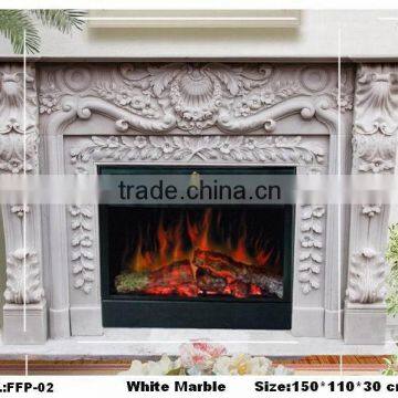 High Quality Cheap Carved Flower Marble Stone Luxury Fireplace Mantel