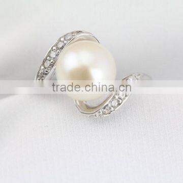 Pearl promise ring engagement crystal rings for women