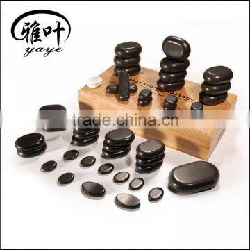 45pcs Black Masalt Hot Massage Stone Set with Wooden Box