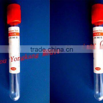 Medical vacuum blood collection red plain tube 6ml