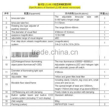 hospital equipment dental operation microscope LZJ-6E(standard) (CE,ISO, Factory)