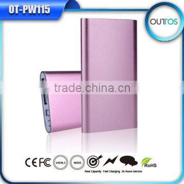 Dual usb output aluminum power bank with logo led light