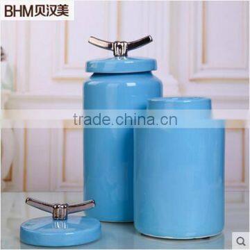Love blue small size food grade ceramic jars for home deco