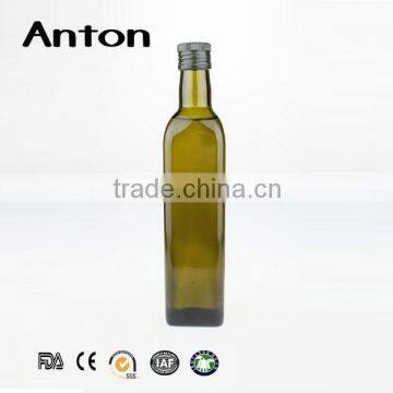 500ml dark green empty olive oil glass bottle with Aluminum Foil cap