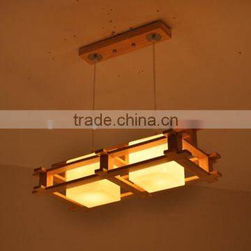 2 double glass pendant lamp wood frame pendant