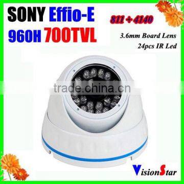 3.6mm Board Lens Sony 960H CCD Effio-E CXD4140GG Indoor/Outdoor Dome Camera 700TVL 24Pcs IR Leds Small Home Security Vision Star