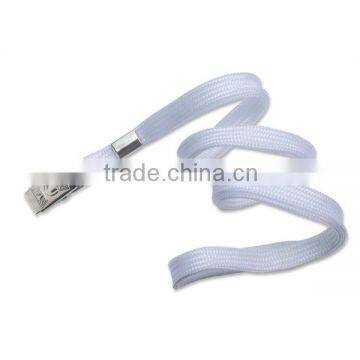 White Tubular Blank Lanyard With Bull dog Clip