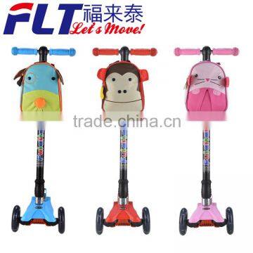 2016 new Kids 4 wheel folding kick scooter with best cartoon lunch bag