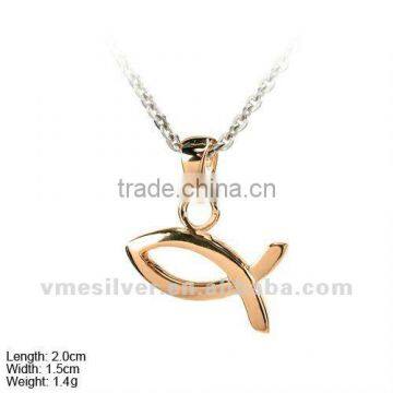 [PSA-0990b] 925 Silver Religion Pendant/Charm, Jesus Fish Charm/ Pendant ,Plain Silver Charm/Pendant