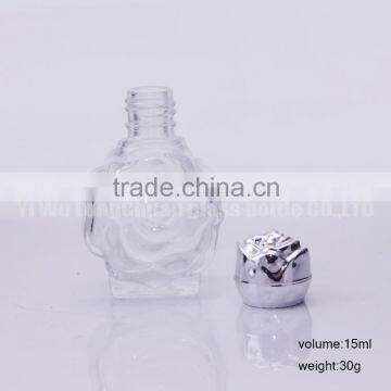 Rose Shape Perfume Liquid Empty Glass Bottle 0.5oz photo-2