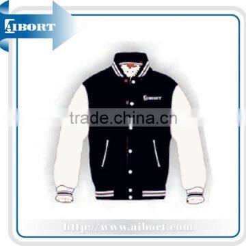 black and white mens customized varsity jacket