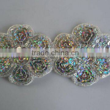 Romantic laser sequin flower design organza embroidery lace