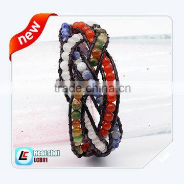 Handmade Braid Beads Bracelet One Wrap Brazilian Style Beads Leather Bracelets photo-2