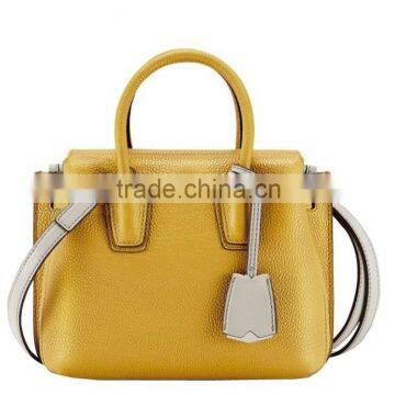 MD6003 Genuine leahter handbag with contrast color shoulder,Women Fashion plain handbag real leather