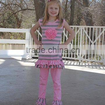 2017 new style adorable girls spring summer top and pants ruffle boutique outfits