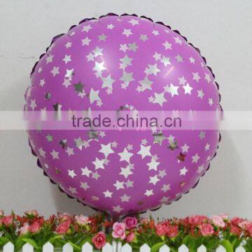 18 inch purple color round shape foil helium metallic balloon for party decoration