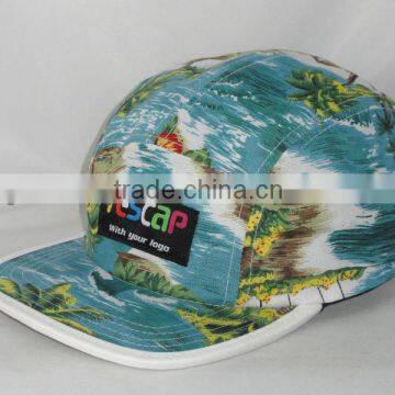 fashion 5 panel cap with custom embroidery label