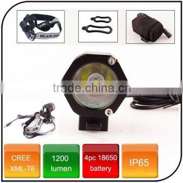 1200lm headlamp power by 4.2V 4400mah rechargeable 18650 battery powered led bicycle light waterproof headlight