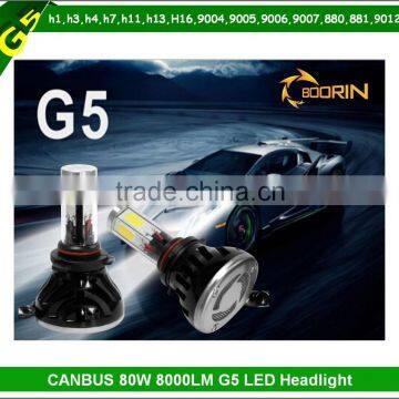 G5 8000lm Auto led headlight h4,h7,hb3 9005 hb4 9006 5000k 6000k 43000l 40w 24v h3 led