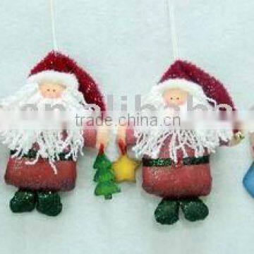 fabric mache santa orna.