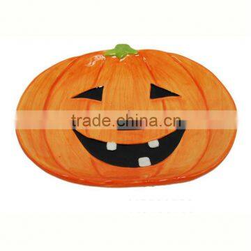 Hand-painted Ceramic Pumpkin Plate for Halloween