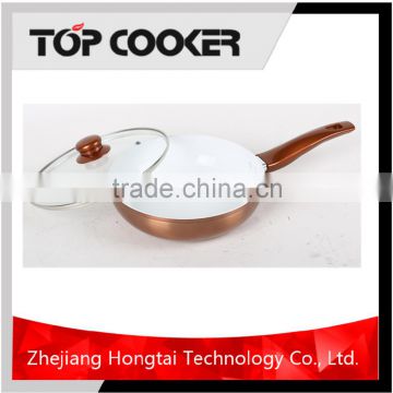 Forged aluminum ceramic coating copper metallic wok pan