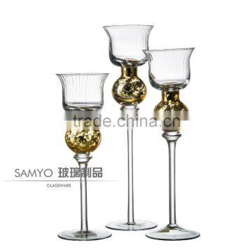 Samyo Glassware Manufacturer Mouth Blown Red Sipral Line Candle Holder photo-4