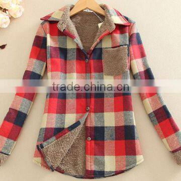 Woman' s Shirt Warm Fleece Lambswool Shirt Printed Long Sleeve t Shirt photo-5