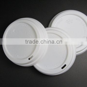 Wholesale Disposable white plastic flat lids with a hole