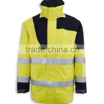 Tunnel collar fleece lined HI-VIS flame retardant parka