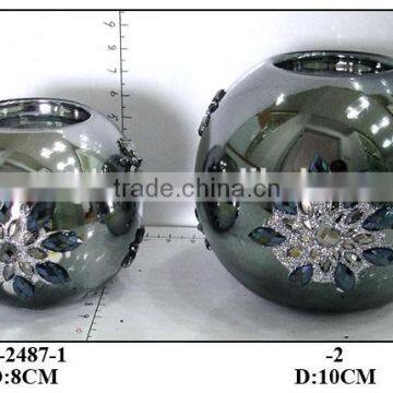 (03-2487)dark appearance glass round tealight holders