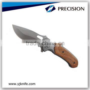 Aluminum and wooden handle outdoor pocket folding knife