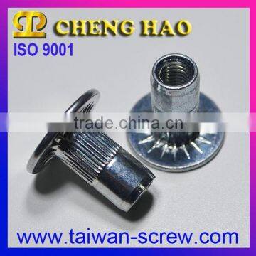 Round Body Ribbed Serration Under Head Internal Hole Insert Nut