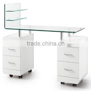 With glass top manicure table for nail table