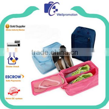 Women polyester PVC travel shoe bag zipper