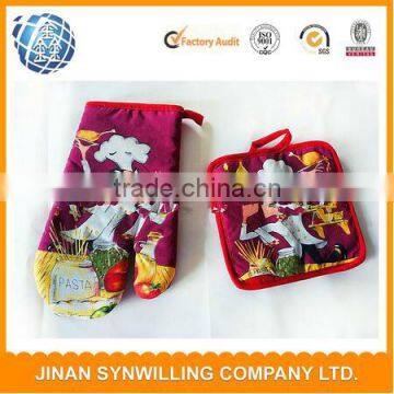 100% Cotton Kitchen Oven Gloves And Potholders Oven Mitts And Pot Holders Set