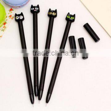 promotional gifts wholesale DIY creative stationery kids personalized Novelty gel pen black cat head design plastic gel pens