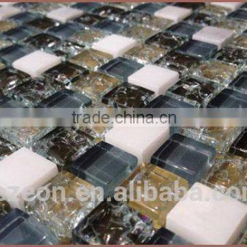 Hot sale stone and crackle glass mosaic tile, mosaic wall tile