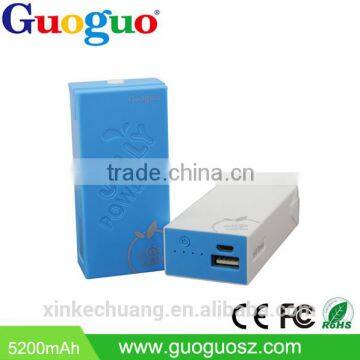 Guoguo 3600mAh Rechargeable colorful portable travel rohs power bank for iphone,xiaomi,huawei