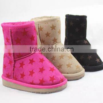 Kids boots shoes wholesale snow boots star print fur boot slippers indoor slippers