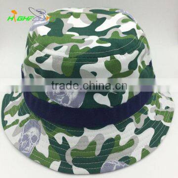 green camo pattern fabric custom bucket hat fisherman hat