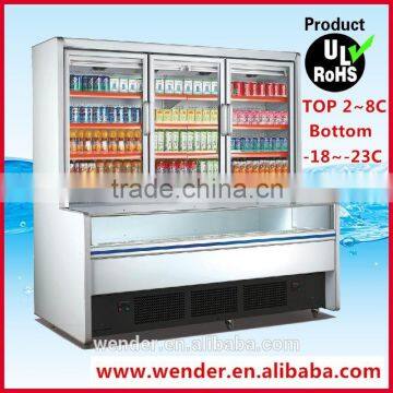 2m 2015 New Product commercial supermarket half freezer half refrigerator