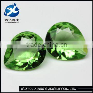 Crystal 11*13mm green synthetic pear cut decorative glass gems