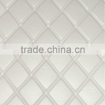 Silver White Diamond Decoration PU Leather for wardrobe door and wall