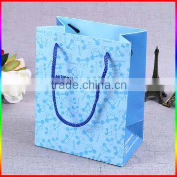 mickey mouse ligh blue paper bag with blue handle rope