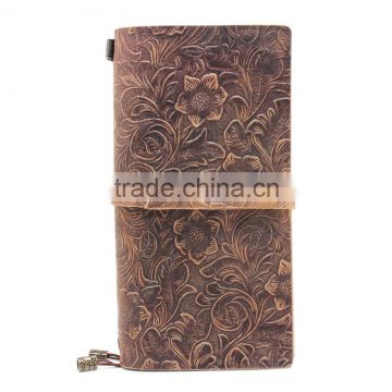 Boshiho Vintage Embossed Leather Journal Diary (Handmade) with leather strap closure