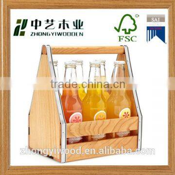 High quality elegant classic custom design wooden beverage bottle carrier holder